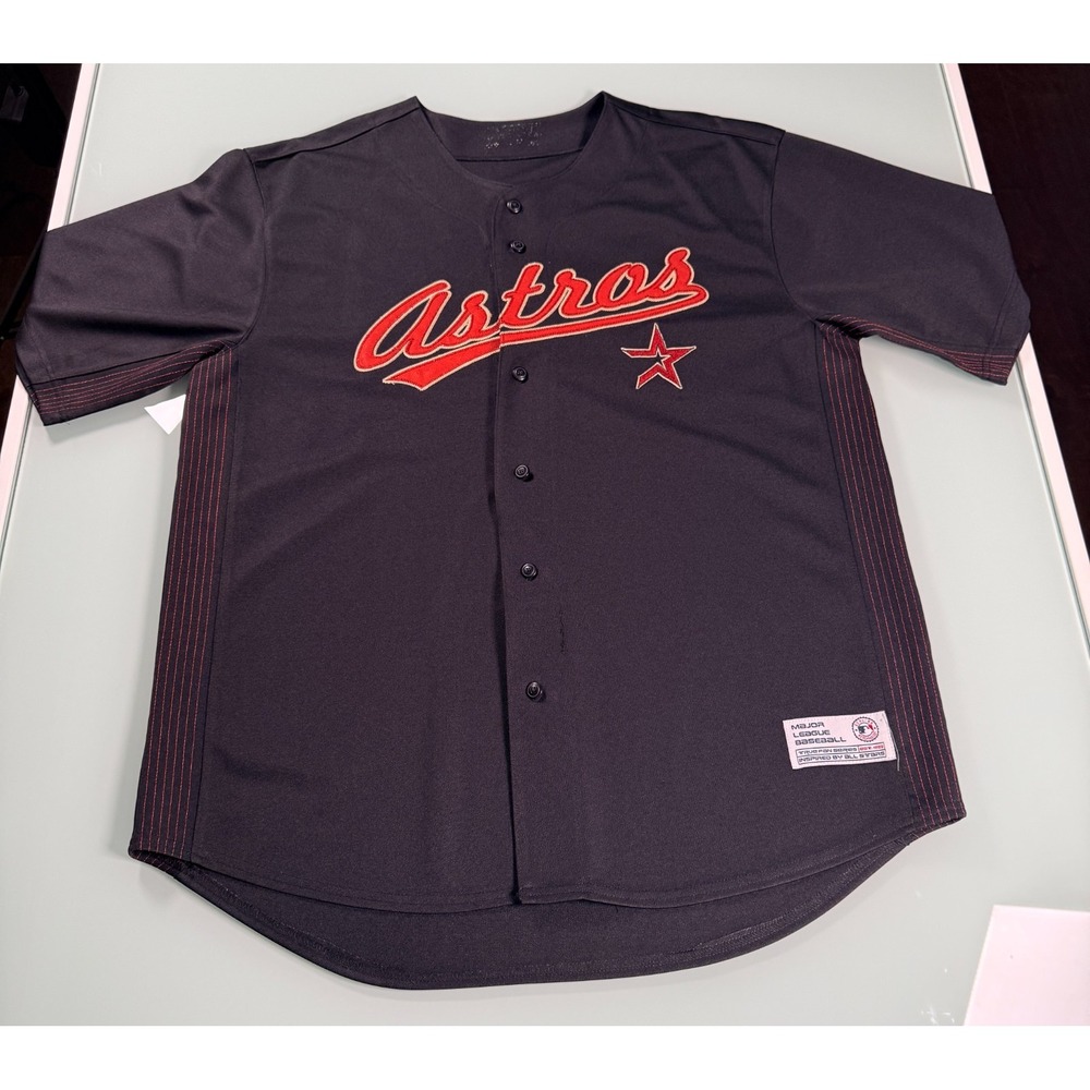 Houston Astros #17 Lance Berkman Mens XL black & Red Baseball jersey Embroidered